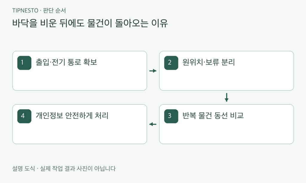 작은 방 정리 순서: 바닥부터 책상까지 30분 기준