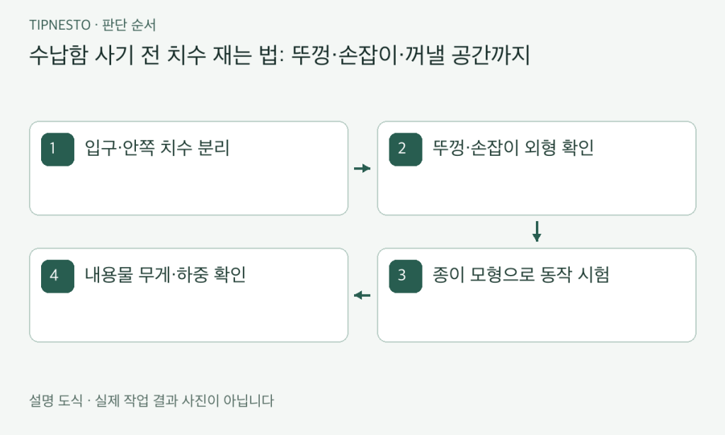 수납함 사기 전 치수 재는 법: 뚜껑·손잡이·꺼낼 공간까지