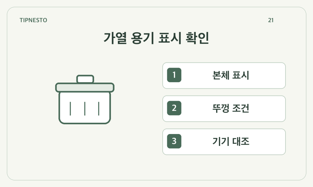 전자레인지 용기 표시 확인: 재질 이름보다 용기·뚜껑 조건